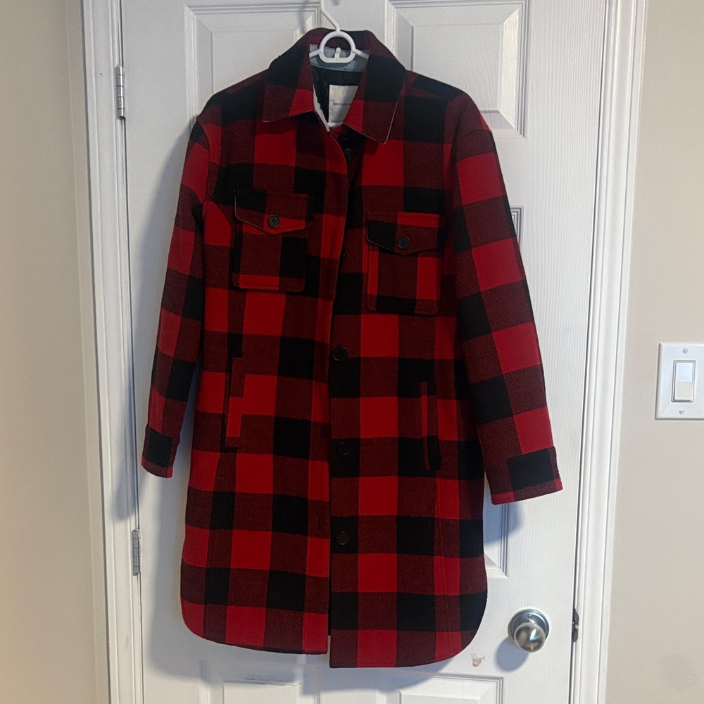 Avec Les Filles Plaid Red and Black Women's Coat